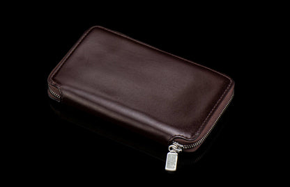 William Henry LEATHER Large Zipper Wallet - Midnight Lizard / Silver ZW LIZ BLK S