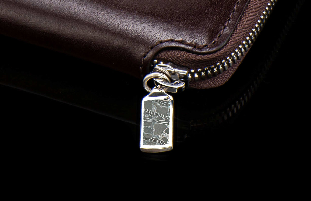 William Henry LEATHER Large Zipper Wallet - Midnight Lizard / Silver ZW LIZ BLK S
