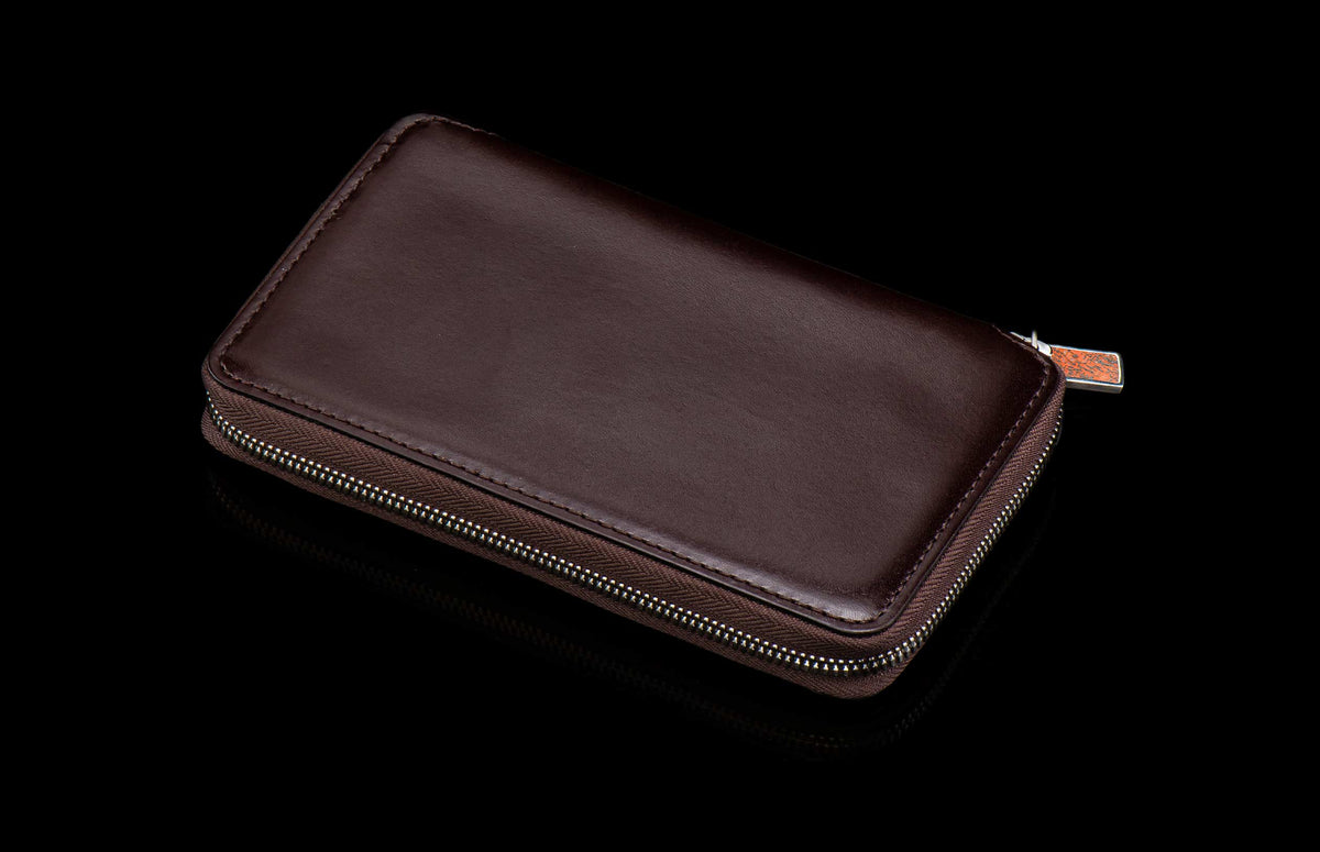 William Henry LEATHER Large Zipper Wallet - Midnight Lizard / Silver ZW LIZ BLK S