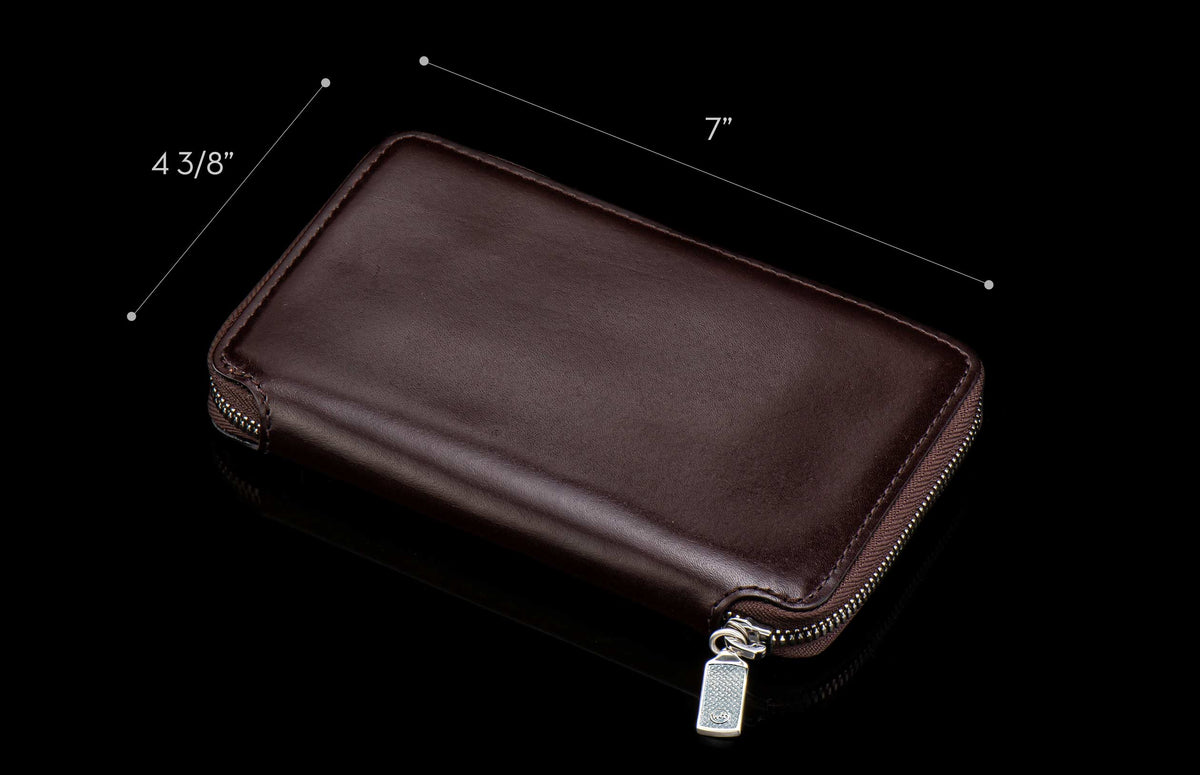 William Henry LEATHER Large Zipper Wallet - Midnight Lizard / Silver ZW LIZ BLK S