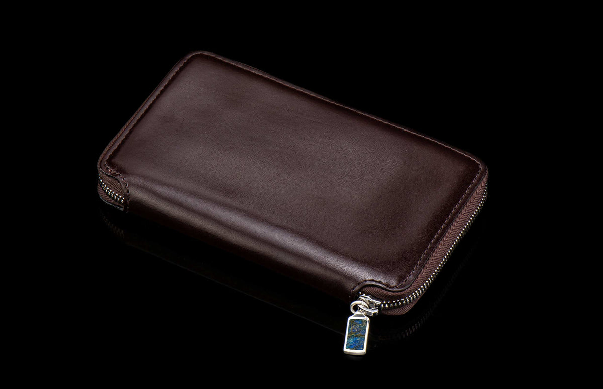 William Henry LEATHER Large Zipper Wallet ZW MC BLK S